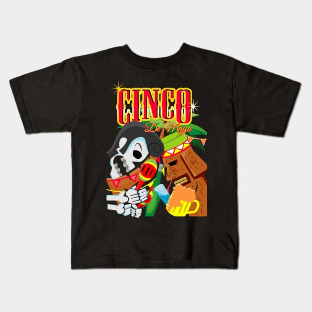 cinco de mayo skull party Kids T-Shirt by osvaldoport76